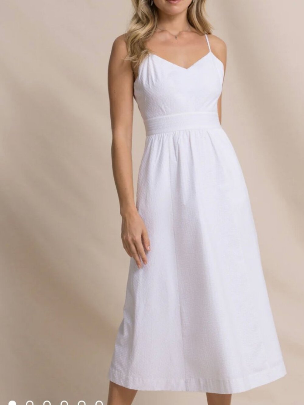 Southern Tide Cami Seersucker Dress in Classic White